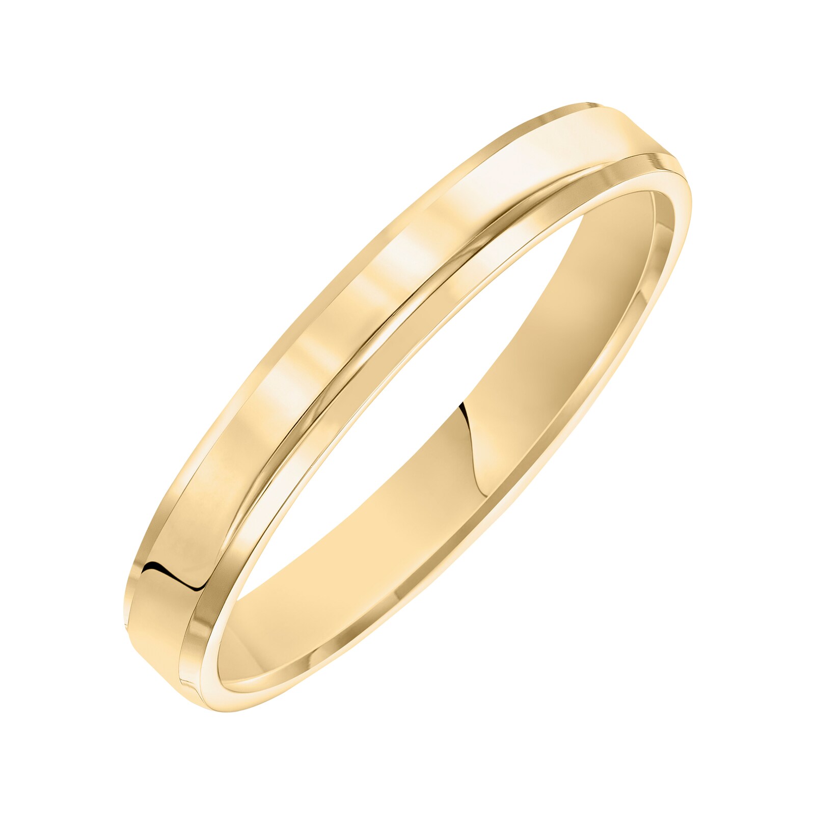 Mayors 18k Yellow Gold 3mm Flat Beveled Edge Court Wedding Band - Ring Size 7