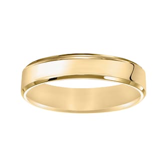 Mayors 18k Yellow Gold 5mm Flat Beveled Edge Court Wedding Band