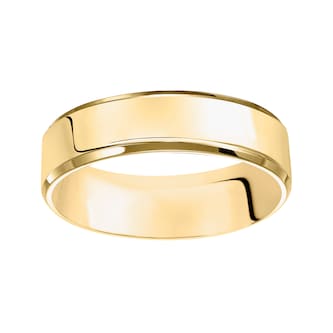 Mayors 18k Yellow Gold 6mm Flat Beveled Edge Court Wedding Band