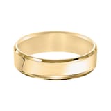 Mayors 18k Yellow Gold 6mm Flat Beveled Edge Court Wedding Band - Ring Size 10