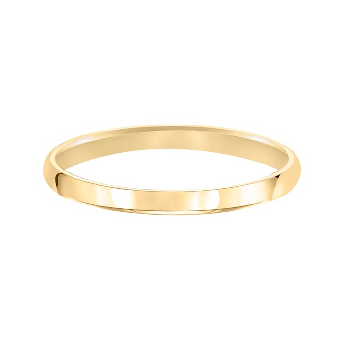 Mayors 18k Yellow Gold 2mm Low Dome D Shape Wedding Band - Ring Size 5