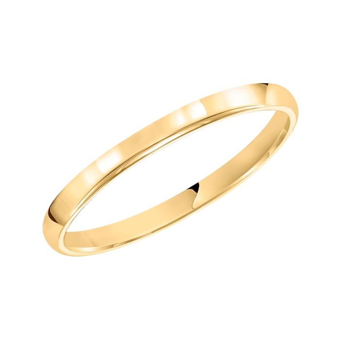 Mayors 18k Yellow Gold 2mm Low Dome D Shape Wedding Band - Ring Size 5