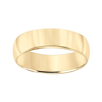 Mayors 18k Yellow Gold 6mm Low Dome D Shape Wedding Band