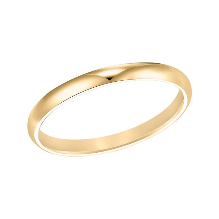 Mayors 18k Yellow Gold 2mm Low Dome Court Wedding Band - Ring Size 7.5