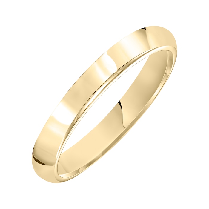 Mayors 18k Yellow Gold 3mm High Dome D Shape Wedding Band - Ring Size 8