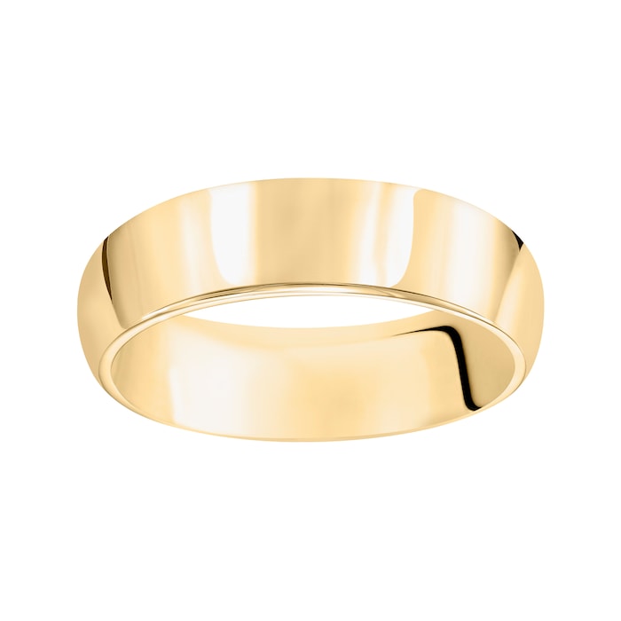 Mayors 18k Yellow Gold 6mm High Dome D Shape Wedding Band - Ring Size 10.5