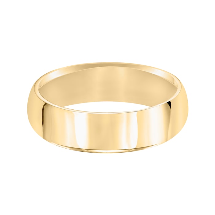 Mayors 18k Yellow Gold 6mm High Dome D Shape Wedding Band - Ring Size 10.5