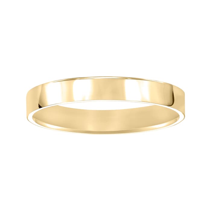 Mayors 18k Yellow Gold 3mm Flat Court Wedding Band - Ring Size 6.5