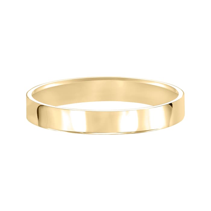 Mayors 18k Yellow Gold 3mm Flat Court Wedding Band - Ring Size 6.5