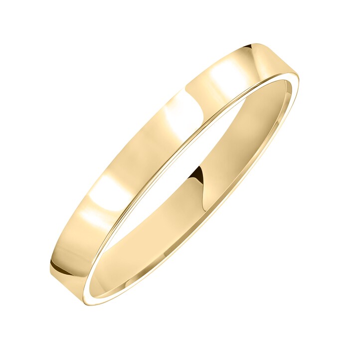 Mayors 18k Yellow Gold 3mm Flat Court Wedding Band - Ring Size 6.5