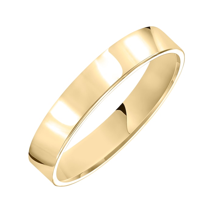Mayors 18k Yellow Gold 4mm Flat Court Wedding Band - Ring Size 9.5