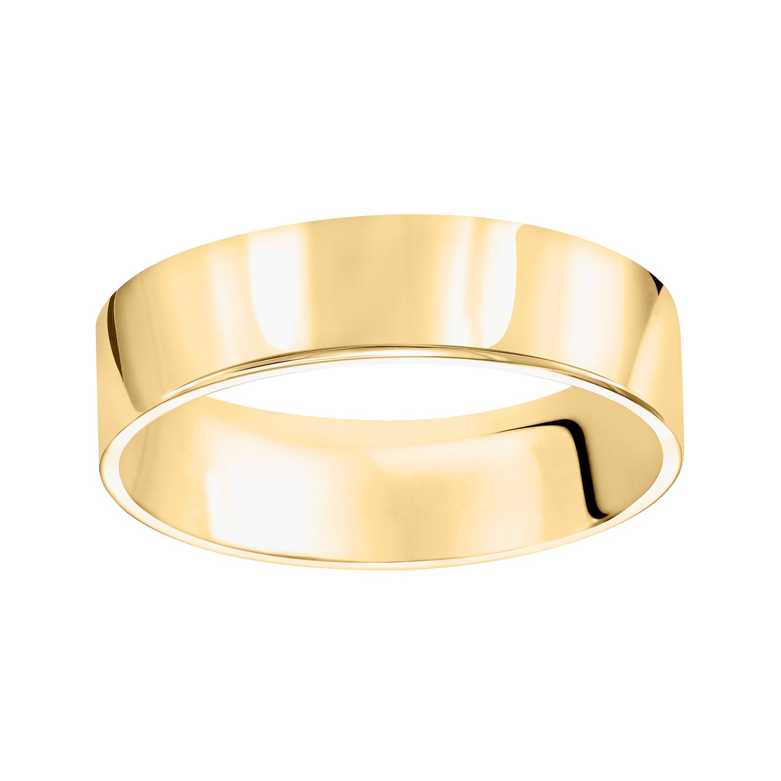 Mayors 18k Yellow Gold 6mm Flat Court Wedding Band