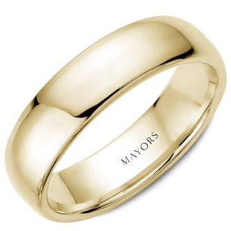 MAYORS 18k Yellow Gold 6mm Plain Band Size 10 MAYORS 18k Yellow Gold 6mm Plain Band Size 10