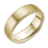 Mayors 18k Yellow Gold 7mm Carved Band - Size 10