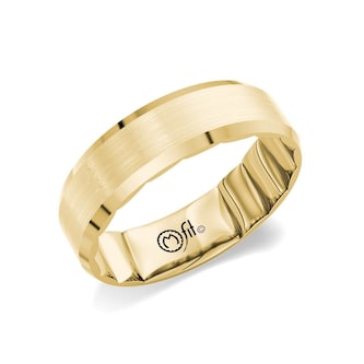  18K Yellow Gold 7mm Mens Carved Wedding Band - Ring Size 10