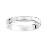 Mayors 18k White Gold 4mm Flat Beveled Edge Court Wedding Band - Ring Size 11