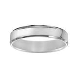 Mayors 18k White Gold 5mm Flat Beveled Edge Court Wedding Band - Ring Size 8