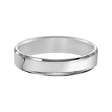 Mayors 18k White Gold 5mm Flat Beveled Edge Court Wedding Band - Ring Size 8