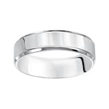 Mayors 18k White Gold 6mm Flat Beveled Edge Court Wedding Band - Ring Size 8
