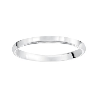 Mayors 18k White Gold 2mm Low Dome D Shape Wedding Band