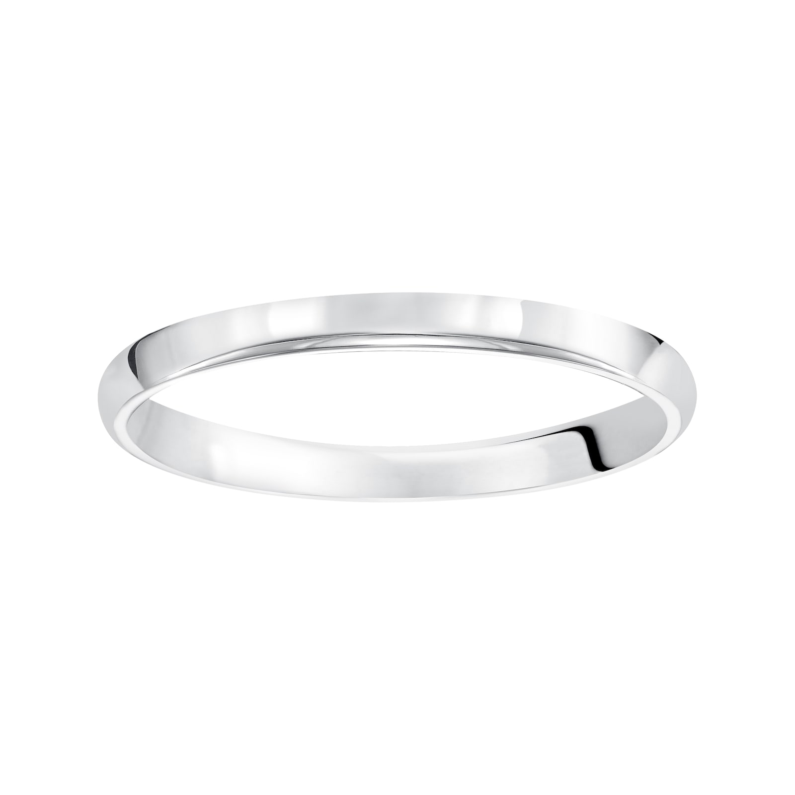Mayors 18k White Gold 2mm Low Dome D Shape Wedding Band - Ring Size 7