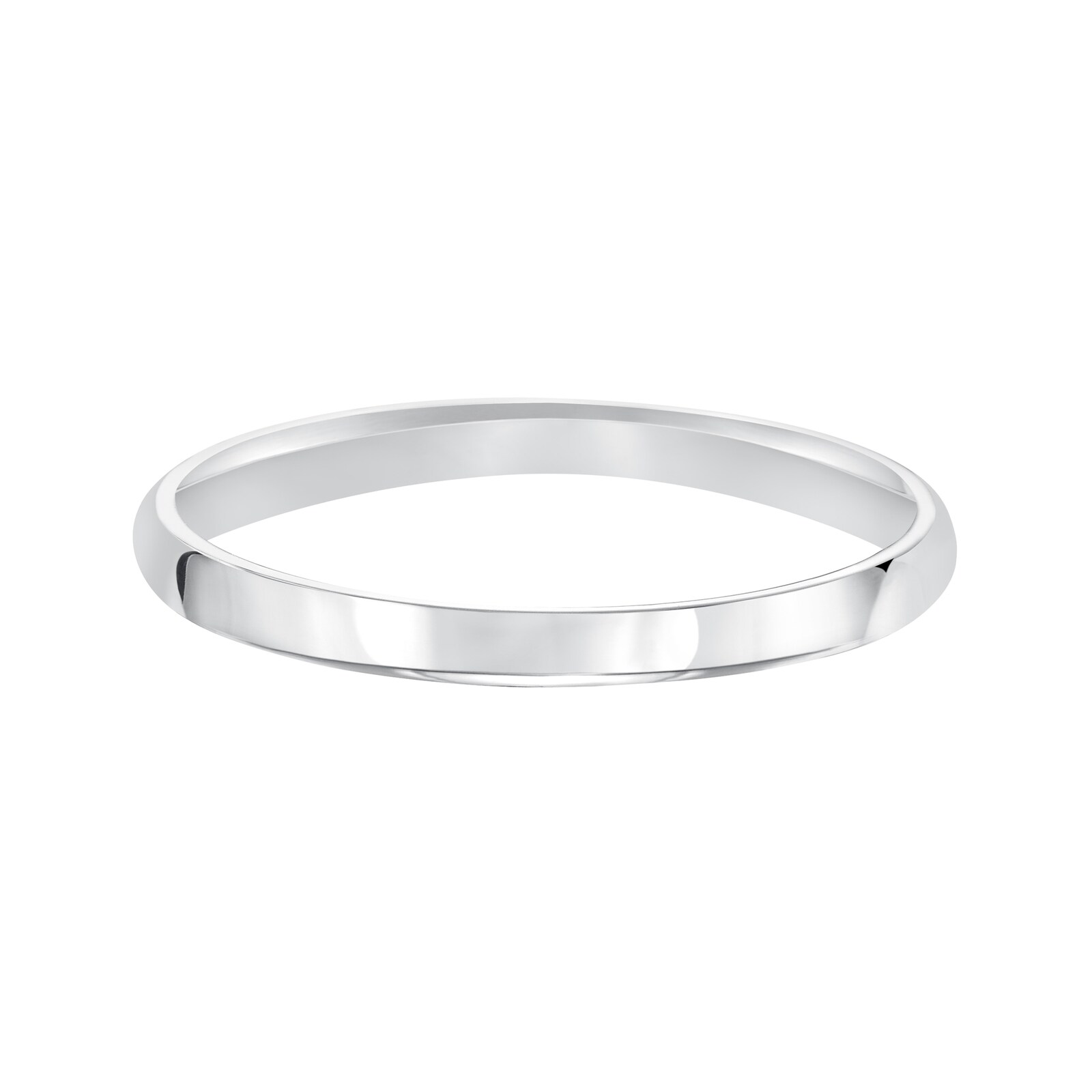 Mayors 18k White Gold 2mm Low Dome D Shape Wedding Band - Ring Size 7