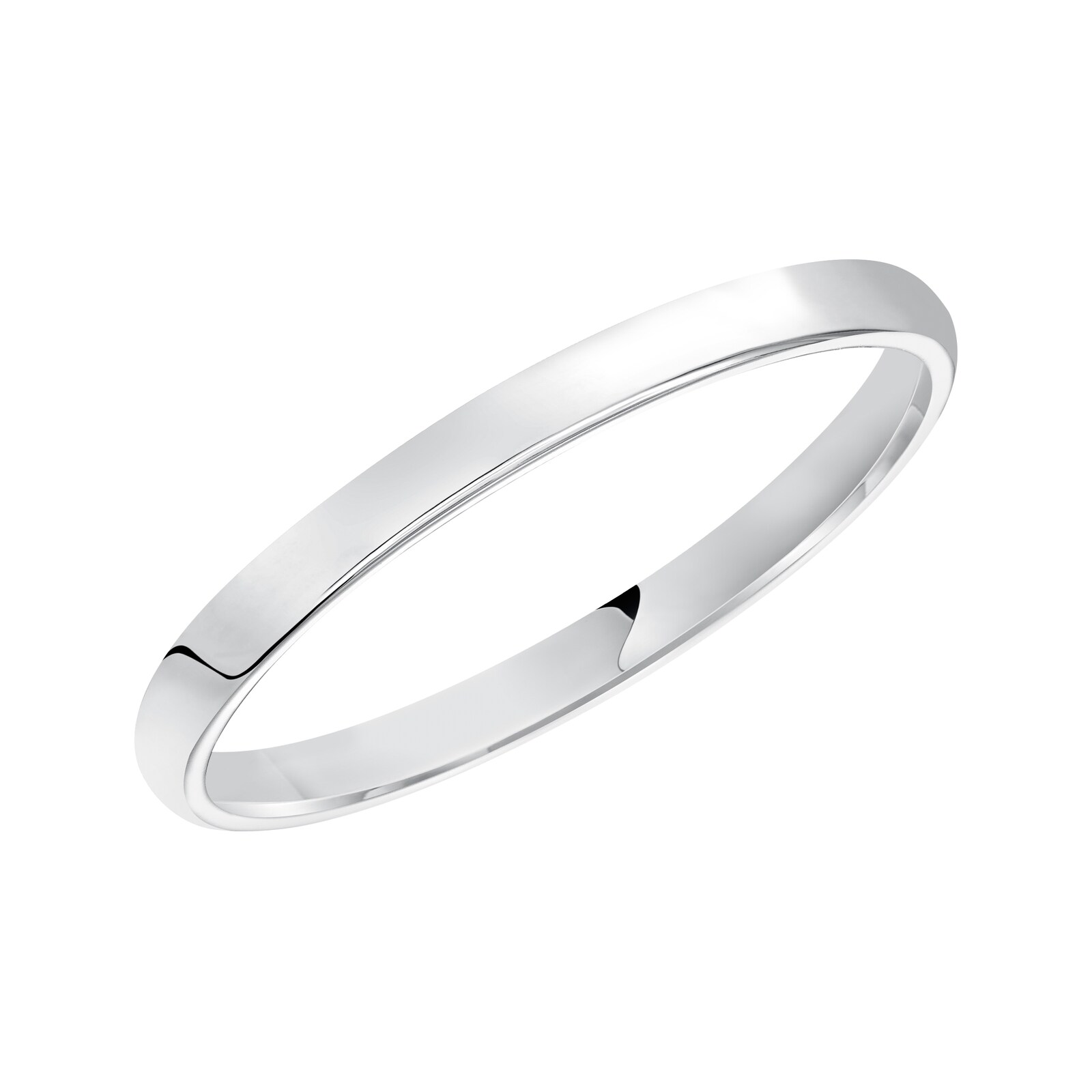 Mayors 18k White Gold 2mm Low Dome D Shape Wedding Band - Ring Size 7