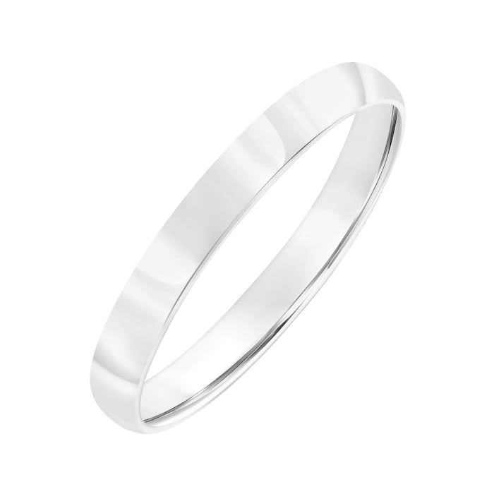 Mayors 18k White Gold 3mm Low Dome D Shape Wedding Band - Ring Size 7