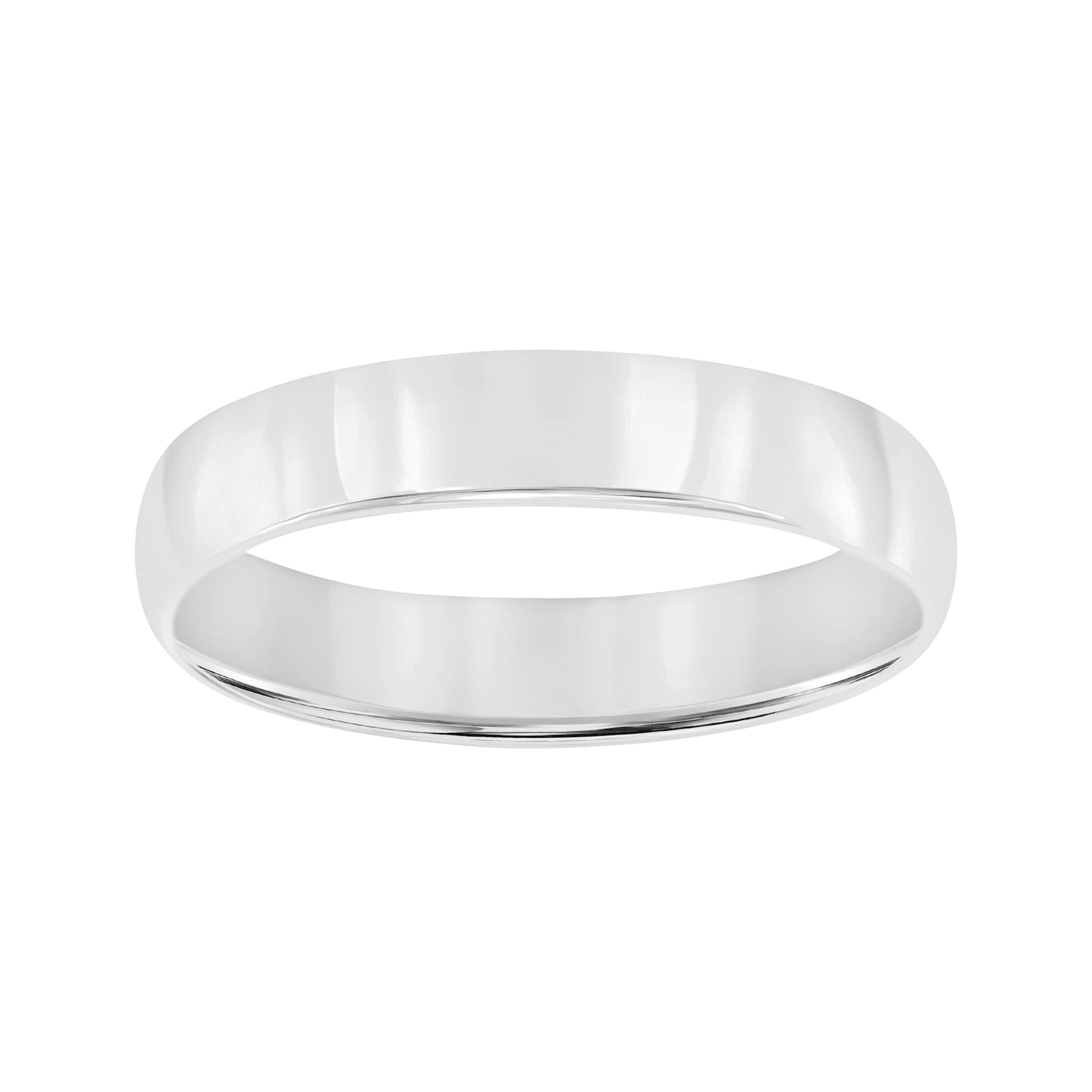 Mayors 18k White Gold 4mm Low Dome D Shape Wedding Band - Ring Size 10