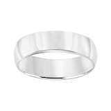 Mayors 18k White Gold 6mm Low Dome D Shape Wedding Band - Ring Size 10