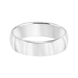 Mayors 18k White Gold 6mm Low Dome D Shape Wedding Band - Ring Size 10