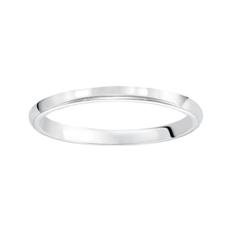 Mayors 18k White Gold 2mm High Dome D Shape Wedding Band