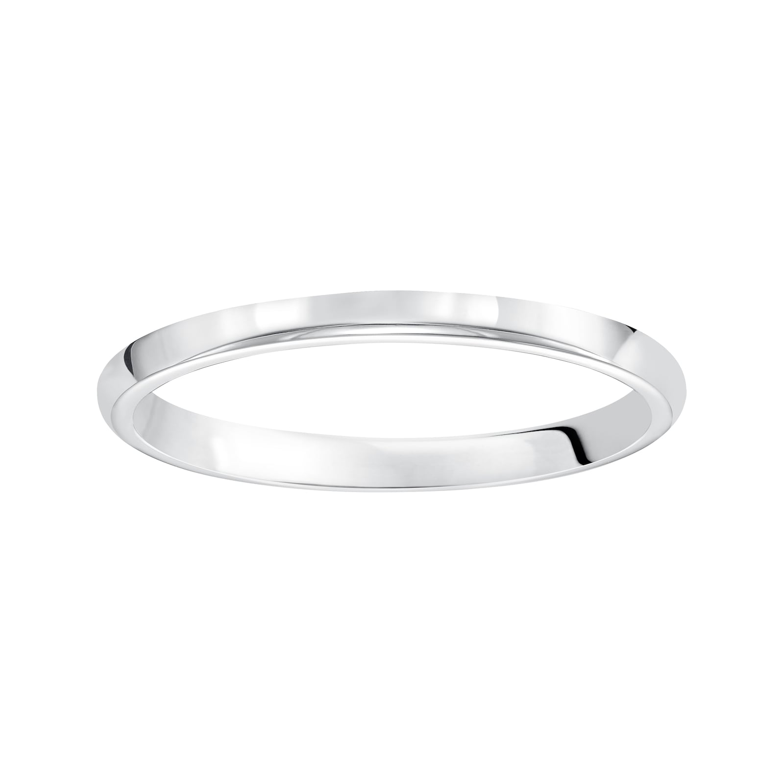 Mayors 18k White Gold 2mm High Dome D Shape Wedding Band - Ring Size 7.5