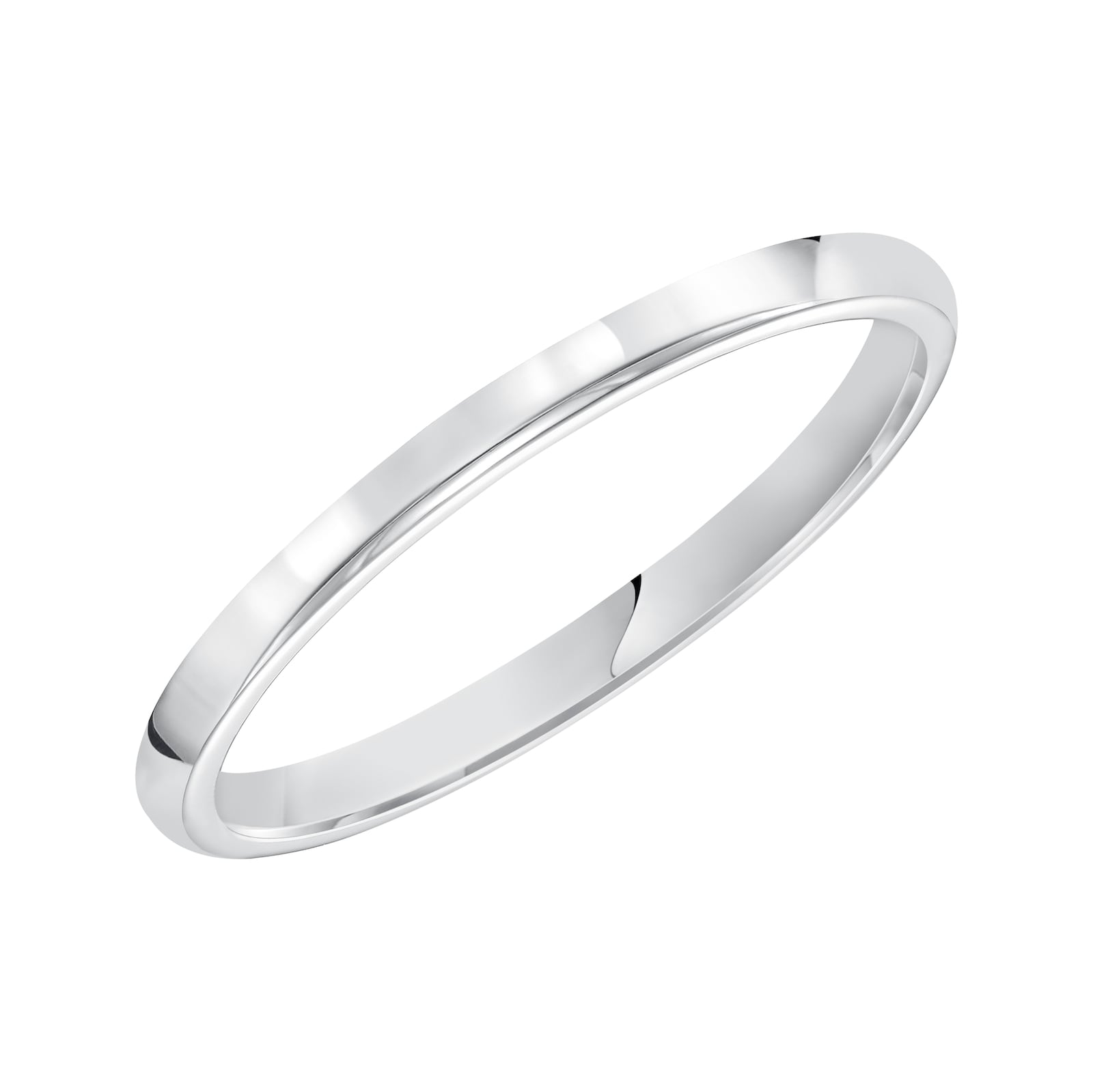 Mayors 18k White Gold 2mm High Dome D Shape Wedding Band - Ring Size 7.5