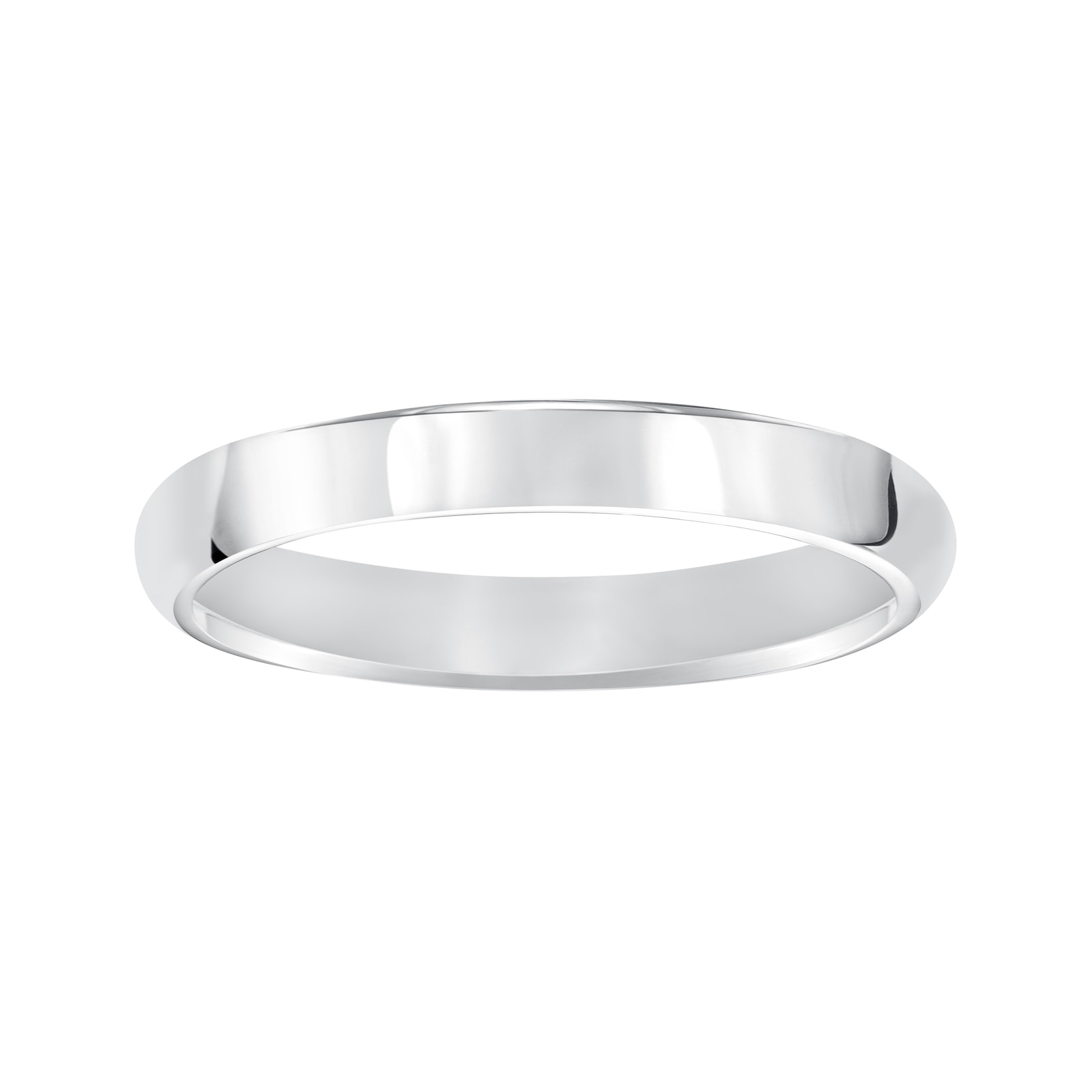 Mayors 18k White Gold 3mm High Dome D Shape Wedding Band - Ring Size 7.5