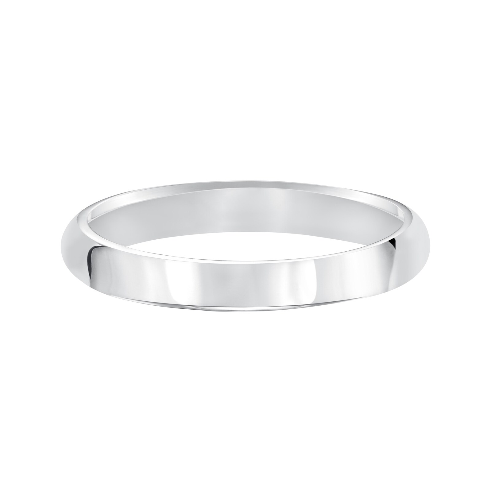 Mayors 18k White Gold 3mm High Dome D Shape Wedding Band - Ring Size 7.5