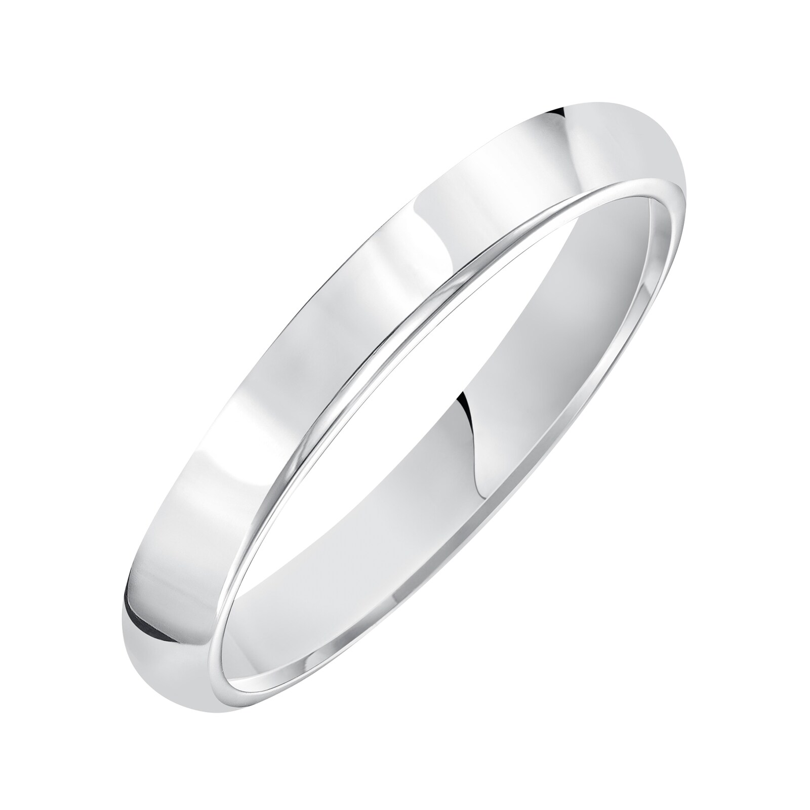 Mayors 18k White Gold 3mm High Dome D Shape Wedding Band - Ring Size 7.5