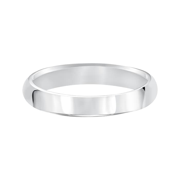 Mayors 18k White Gold 4mm High Dome D Shape Wedding Band - Ring Size 11