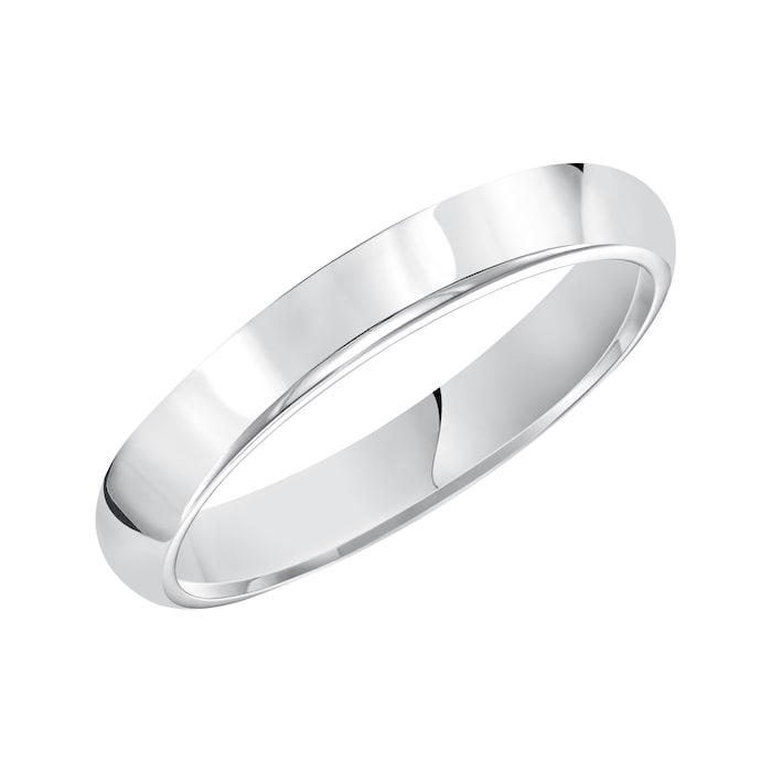Mayors 18k White Gold 4mm High Dome D Shape Wedding Band - Ring Size 11
