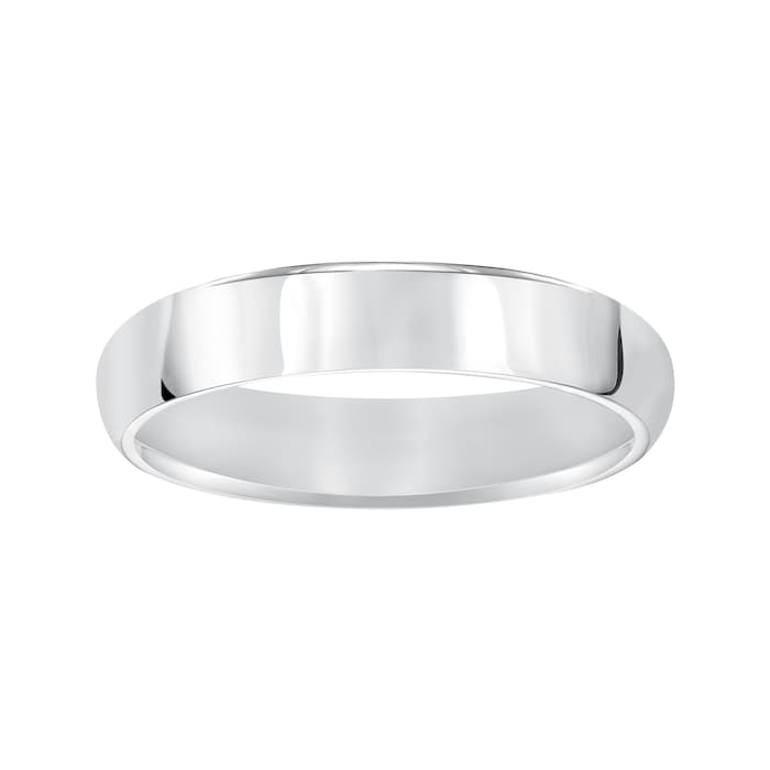Mayors 18k White Gold 5mm High Dome D Shape Wedding Band - Ring Size 9