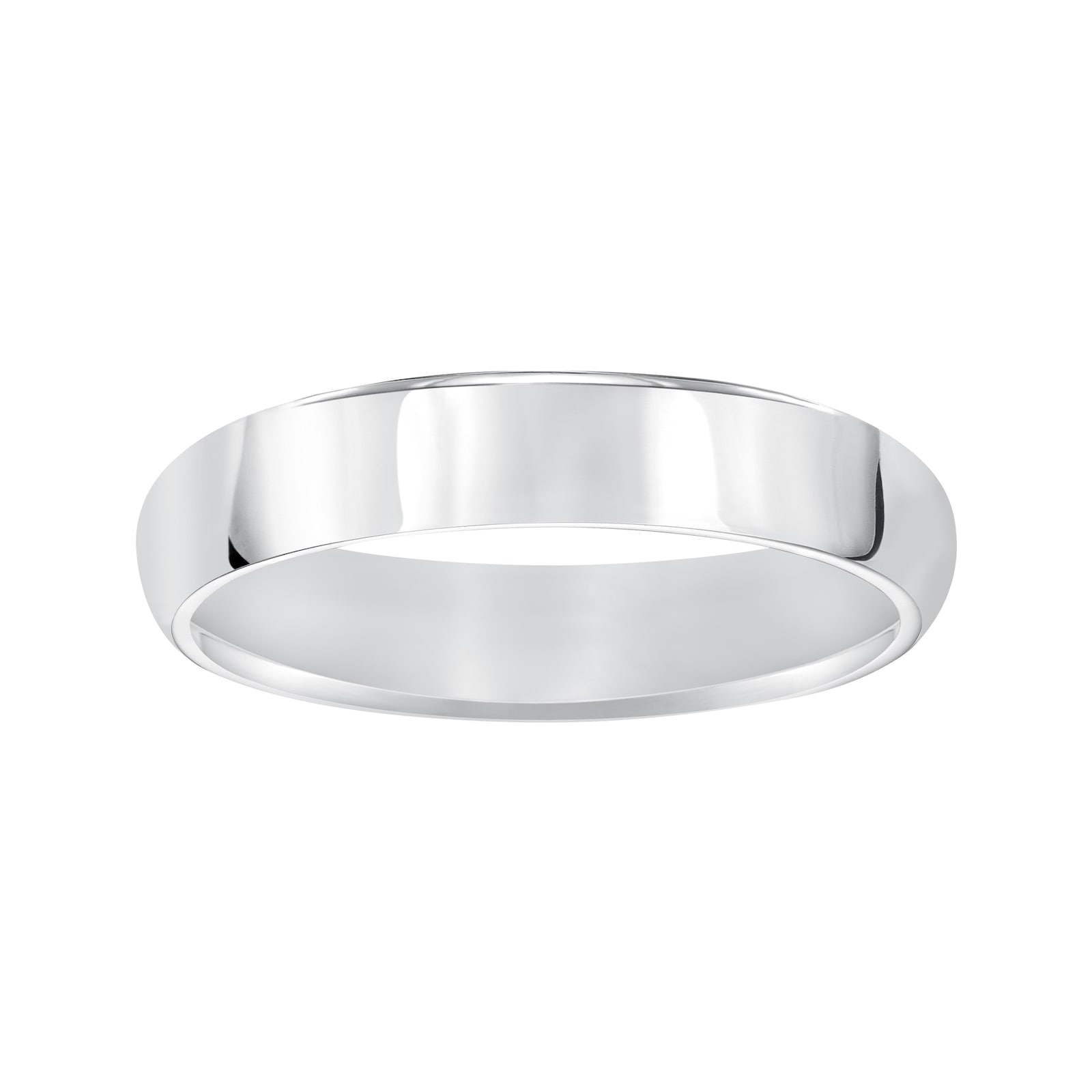 Mayors 18k White Gold 5mm High Dome D Shape Wedding Band - Ring Size 9