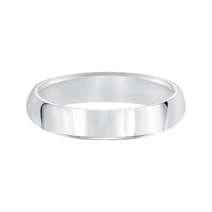 Mayors 18k White Gold 5mm High Dome D Shape Wedding Band - Ring Size 9