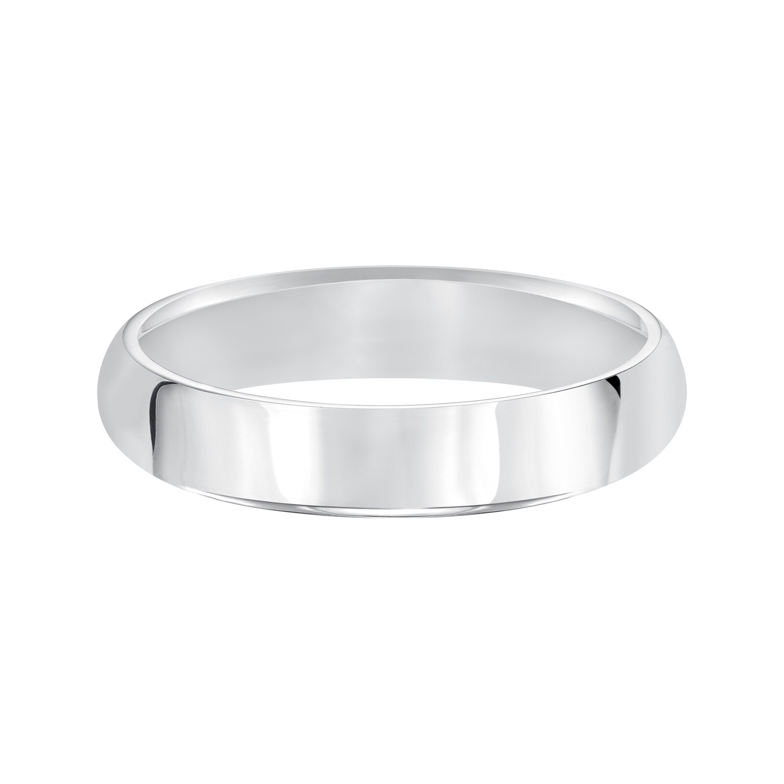 Mayors 18k White Gold 5mm High Dome D Shape Wedding Band - Ring Size 9