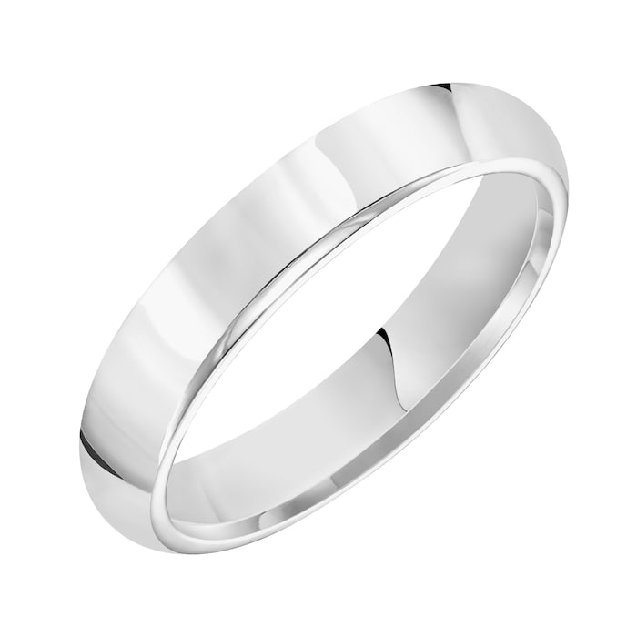 Mayors 18k White Gold 5mm High Dome D Shape Wedding Band - Ring Size 9