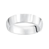 Mayors 18k White Gold 6mm High Dome D Shape Wedding Band - Ring Size 12