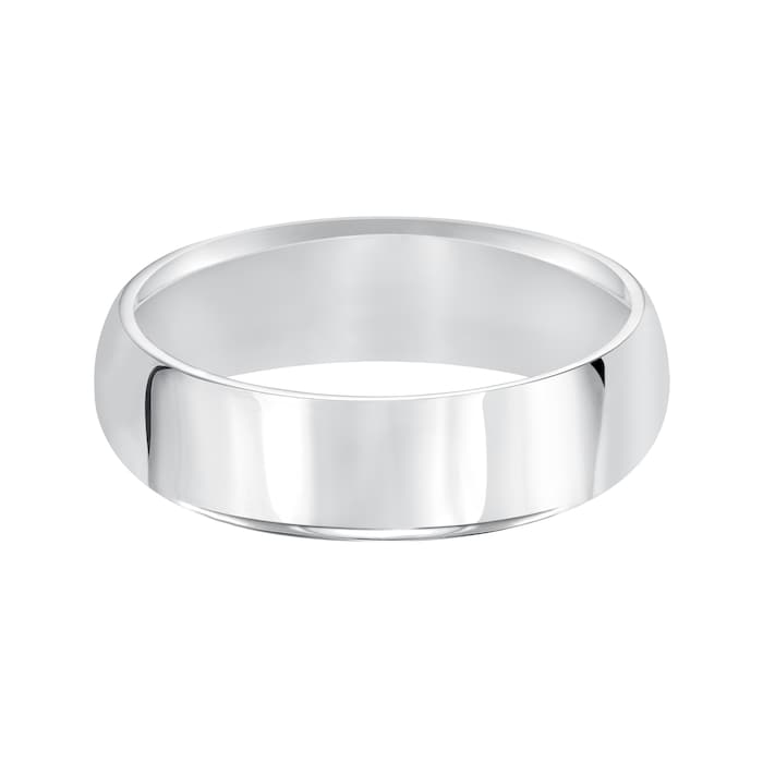 Mayors 18k White Gold 6mm High Dome D Shape Wedding Band - Ring Size 12