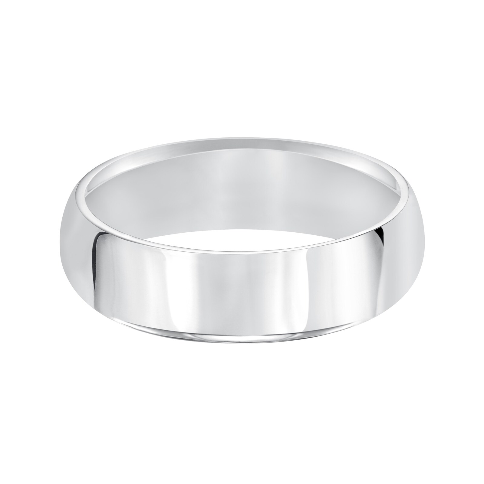 Mayors 18k White Gold 6mm High Dome D Shape Wedding Band - Ring Size 8