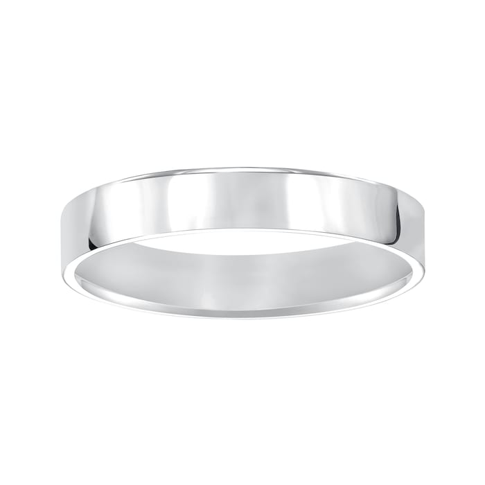 Mayors 18k White Gold 4mm Flat Court Wedding Band - Ring Size 12