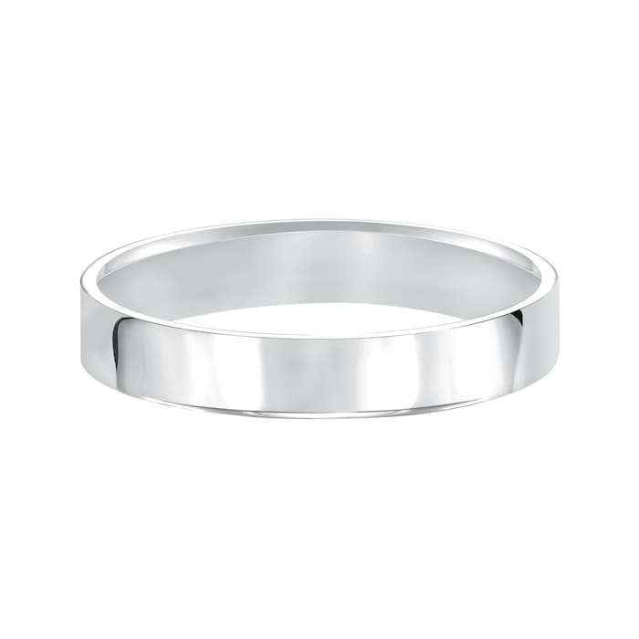 Mayors 18k White Gold 4mm Flat Court Wedding Band - Ring Size 12
