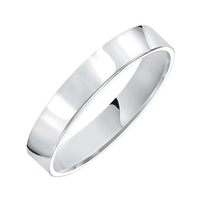 Mayors 18k White Gold 4mm Flat Court Wedding Band - Ring Size 12